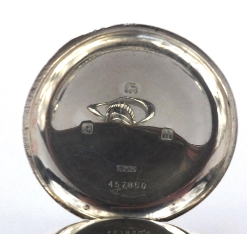 1077 - Silver gentleman's Omega half hunter pocket watch, 5.2cm in diameter, approximate weight 115.6g