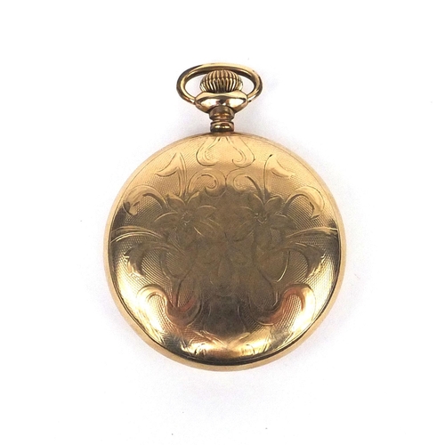 1088 - Royal A.W.W.Co Waltham Mass gold pated open face pocket watch, numbered 17071654 to the movement, 5c... 