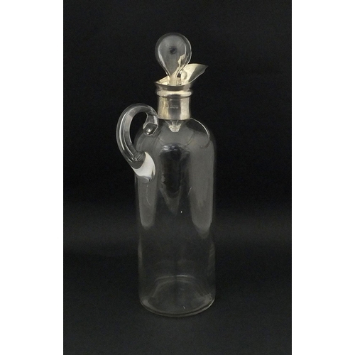 833 - Victorian cut glass whisky decanter and stopper with silver spout, indistinct makers mark London 189... 