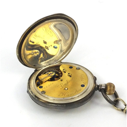 370 - Military interest silver half hunter gentleman's pocket watch, the dust cover engraved '1st Army Cor... 