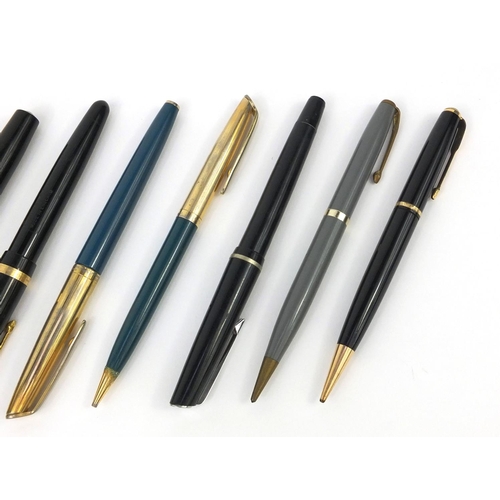 134 - Group of fountain pens and propelling pencils including Watermans, Summit and Conway Stewart, two wi... 