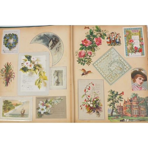 230 - Eight Victorian scrap albums, some with photographs, each containing cut outs including animals, chi... 