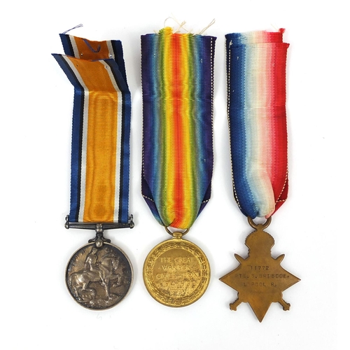 322 - British Military World War I trio awarded to 1172.PTE.S.BRISCOE.L'POOL.R. comprising The Victory med... 