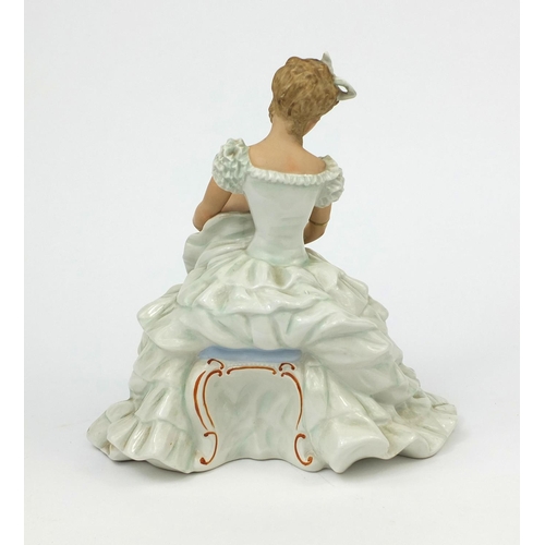 673 - Large German Wallendorf porcelain figure of a ballerina, factory marks and numbered 1313 to the base... 