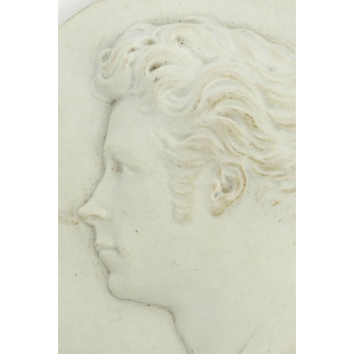 669 - KPM Parian plaque of the Prussian architect Schinkel, factory marks to the reverse, 8cm in diameter