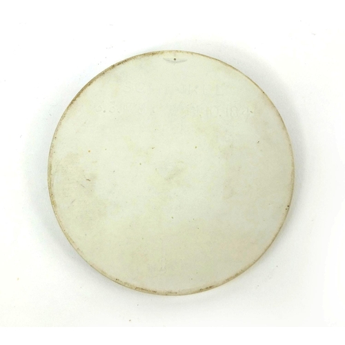 669 - KPM Parian plaque of the Prussian architect Schinkel, factory marks to the reverse, 8cm in diameter