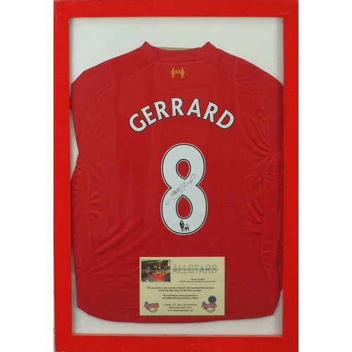 250 - Two signed Steven Gerrard football shirts, comprising one Liverpool shirt and one England shirt sign... 