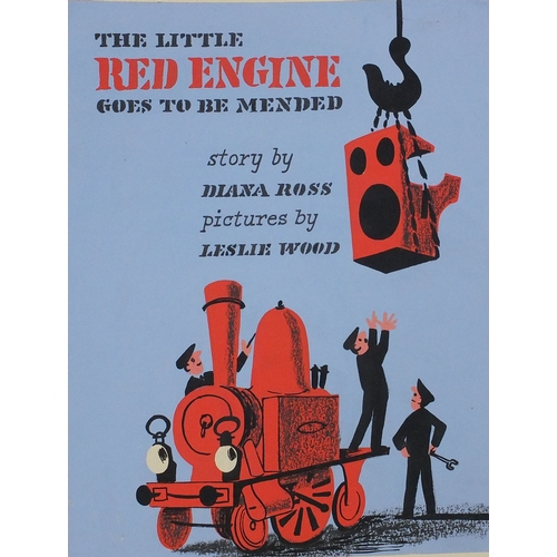 1138 - Leslie Wood - Five unframed gouache illustrations onto card, The Little Red Engine (Childrens book b... 