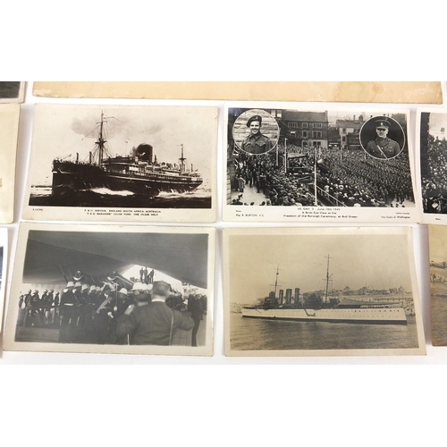 387 - Group of shipping and continental postcards, together with three certificates awarded to W. Craven o... 