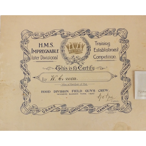 387 - Group of shipping and continental postcards, together with three certificates awarded to W. Craven o... 