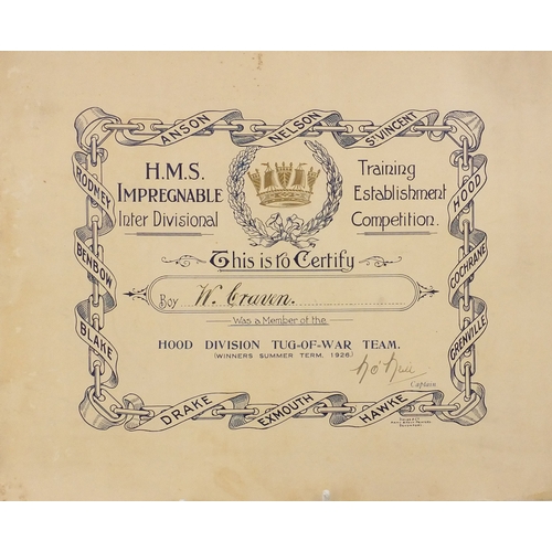 387 - Group of shipping and continental postcards, together with three certificates awarded to W. Craven o... 