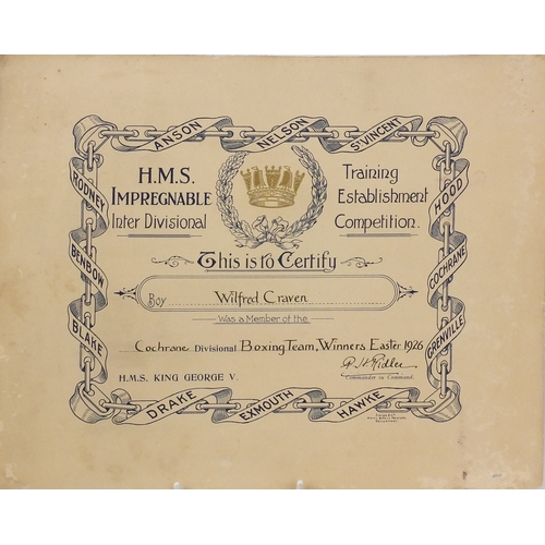 387 - Group of shipping and continental postcards, together with three certificates awarded to W. Craven o... 