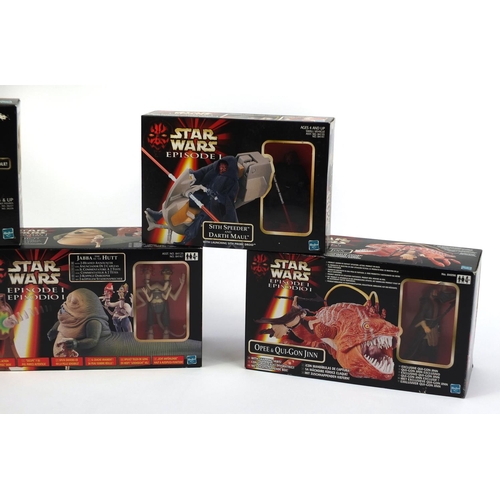 2334 - Five boxed Star Wars episode one figures and monsters all boxed including Anakin Skywalker, Jabba Th... 