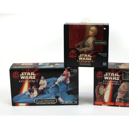 2334 - Five boxed Star Wars episode one figures and monsters all boxed including Anakin Skywalker, Jabba Th... 