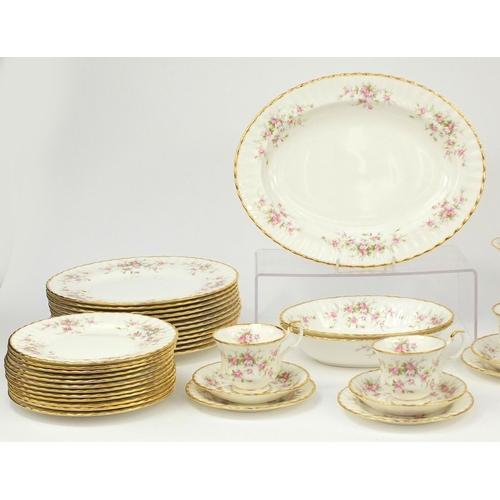 2254 - Royal Albert Victoriana rose dinner/tea ware including trio's, dinner plates and bowls, each cup 8.5... 