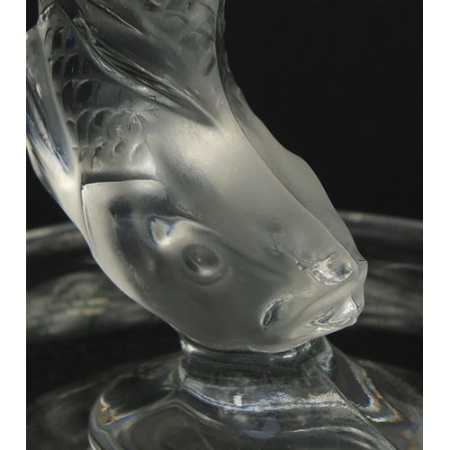 2203 - Lalique frosted and clear glass fish ashtray, etched Lalique France to the base, 9cm high