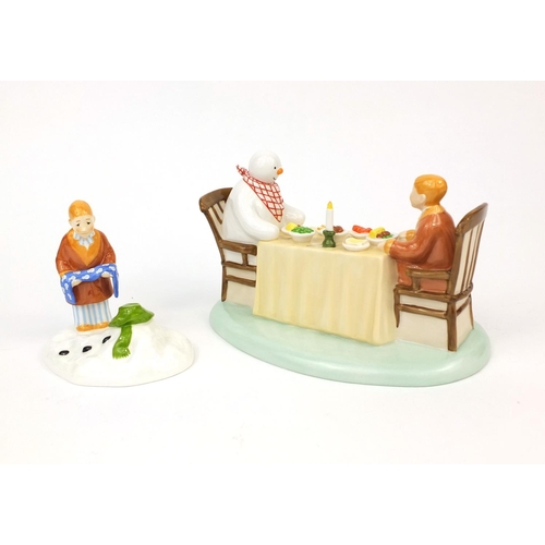 2186 - Two Coalport figures from the Snowman series with boxes, comprising Dinner for Two and The Story End... 