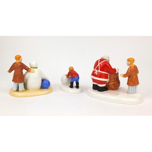 2188 - Three Coalport figures from the Snowman series all with boxes, comprising Building the Snowman, Soft... 