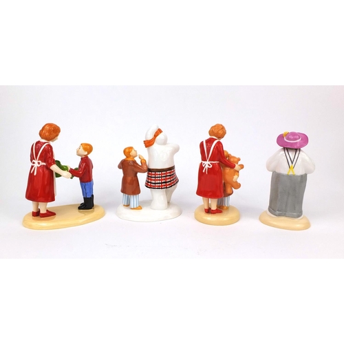 2187 - Four Coalport figures from the Snowman series all with boxes, comprising Highland Fling, Dressing Up... 