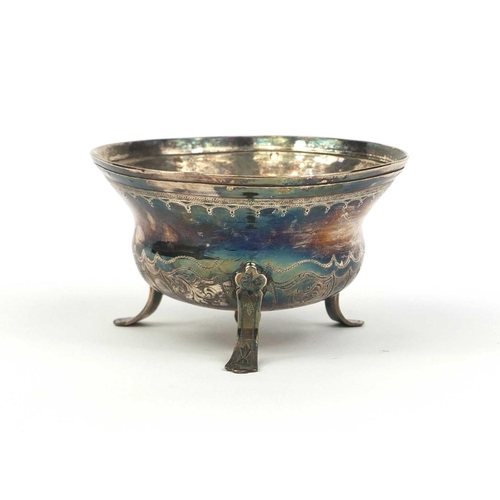 2429 - Victorian silver footed bowl with engraved decoration, ECB London 1874, 5cm high x 8.5cm in diameter... 