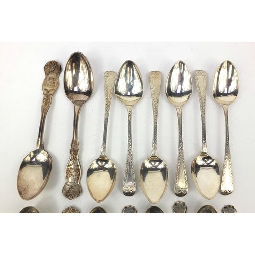 2463 - Assorted silver spoons including matched set of six teaspoons with golf club terminals, matched set ... 