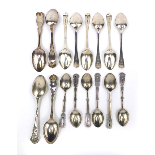 2463 - Assorted silver spoons including matched set of six teaspoons with golf club terminals, matched set ... 