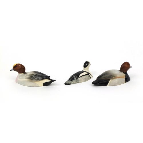 2122 - Three Beswick Peter Scott hand painted ducks, comprising Poshard, Smew and Wigeon examples, each wit... 