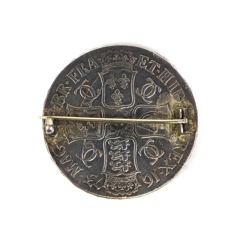 2780 - Charles II 1673 silver crown brooch, 4cm in diameter, approximate weight 30.0g