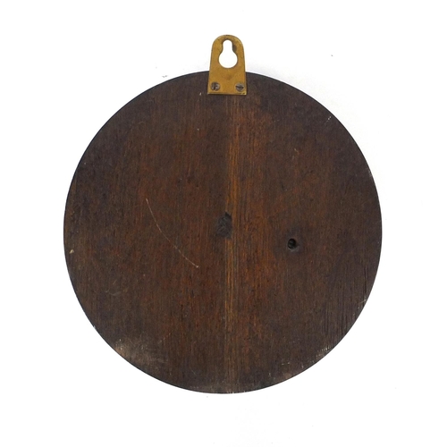 2367 - G C Bateman of Brighton oak ships design wall barometer, 19cm in diameter