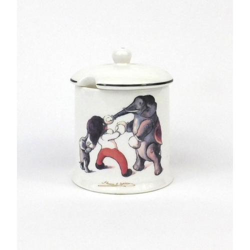 2145 - Carlton ware pot and cover from the original Golly Wog company, factory marks to the base, 13cm high