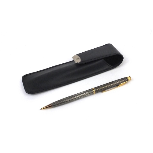 2397 - Silver Parker propelling pencil with case, the pen 14cm in length