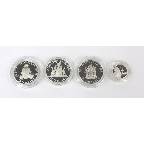 2754 - Four American silver proof coins comprising 1986 $10, 1985 $10, 1992 $10 and !988 $2 examples. each ... 