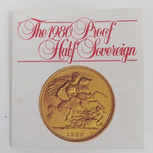 2716 - Elizabeth II 1980 proof gold half sovereign with fitted case