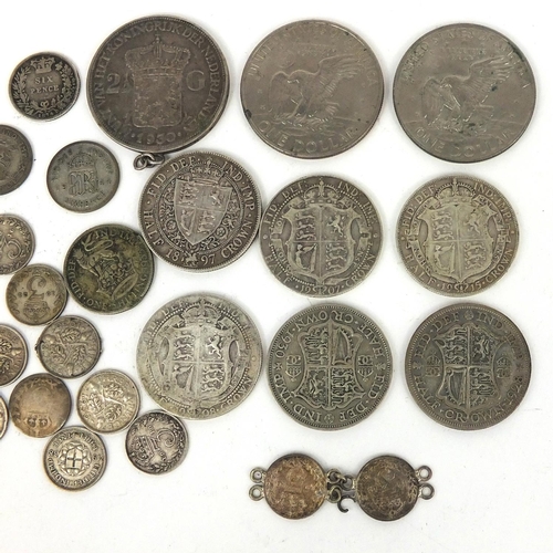 2772 - British and world coinage, some silver, including 1897 half crown, dollar, sixpence, shilling, etc, ... 