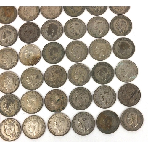 2770 - Collection of British pre decimal 2/- and 1/- coins, approximate weight 562g