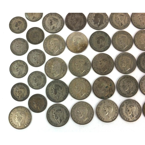 2770 - Collection of British pre decimal 2/- and 1/- coins, approximate weight 562g