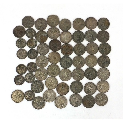 2770 - Collection of British pre decimal 2/- and 1/- coins, approximate weight 562g