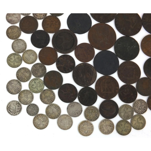 2781 - 18th Century and later British and world coinage, some silver, including 1883 halfpenny, farthing an... 