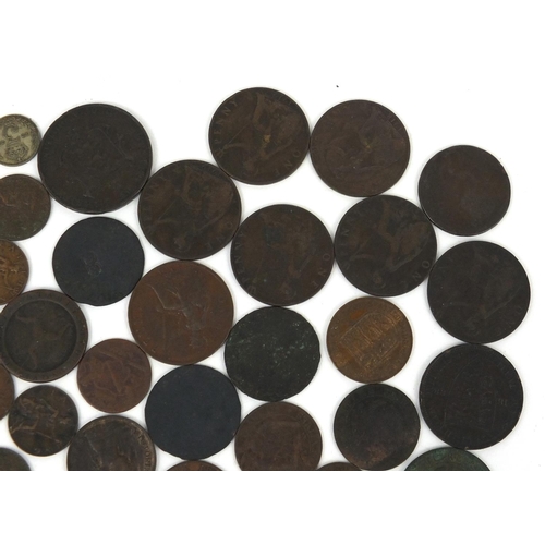 2781 - 18th Century and later British and world coinage, some silver, including 1883 halfpenny, farthing an... 