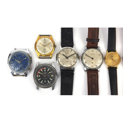 2608 - Eigth vintage wristwatches including Cyma, Lanco Deluxe, Zenith and Lonstar examples