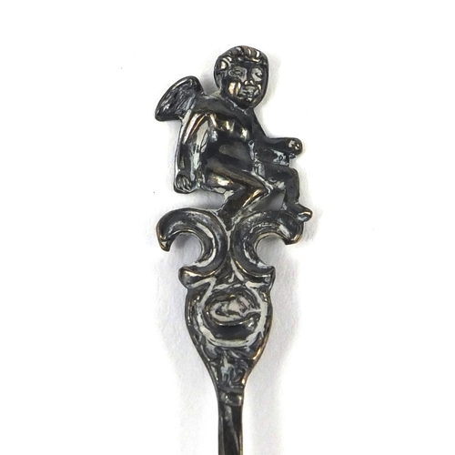 2450 - Silver and cut glass swan salt, stamped 835 W Germany, and a similar spoon, 7cm high