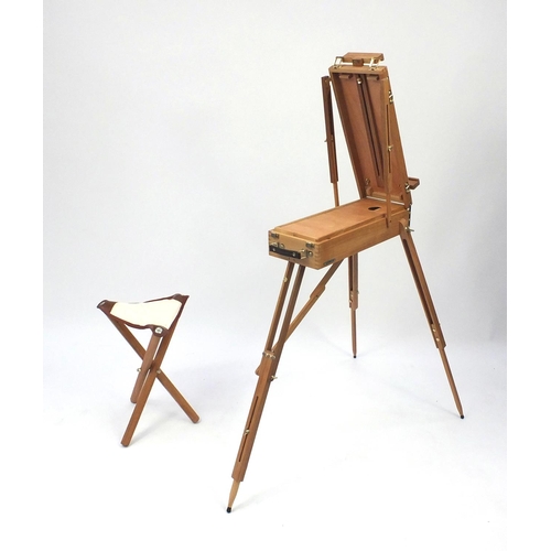 2096 - Modern folding artist's easel and stool together with a Daler Rowney canvas bag