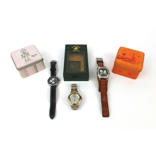 2709 - Two boxed Fossil wristwatches and a boxed Beverley Hills Polo Club sport watch