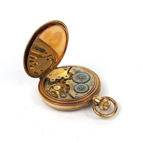 2627 - Tacy Watch Co Admiral gold plated open face pocket watch, 5cm diameter, housed in a fitted case