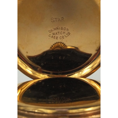 2627 - Tacy Watch Co Admiral gold plated open face pocket watch, 5cm diameter, housed in a fitted case