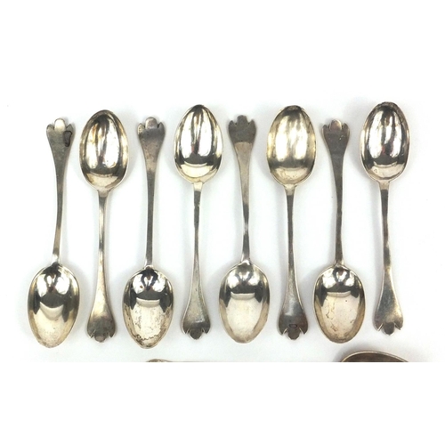 2478A - Set of eight silver teaspoons, Sheffield hallmarked, together with three other white metal teaspoons... 