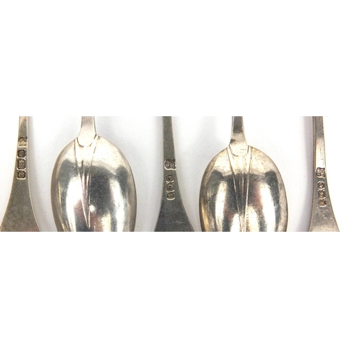 2478A - Set of eight silver teaspoons, Sheffield hallmarked, together with three other white metal teaspoons... 