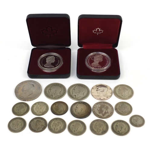 2776 - British and World coinage including two silver proof Canadian examples and half crowns