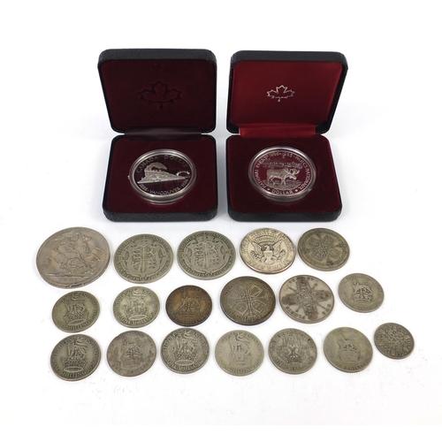 2776 - British and World coinage including two silver proof Canadian examples and half crowns