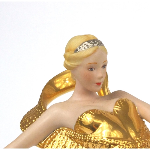 2222 - Two Franklin Mint figurines of Art Deco females comprising Starlight in Platinum and Eclipse, each f... 